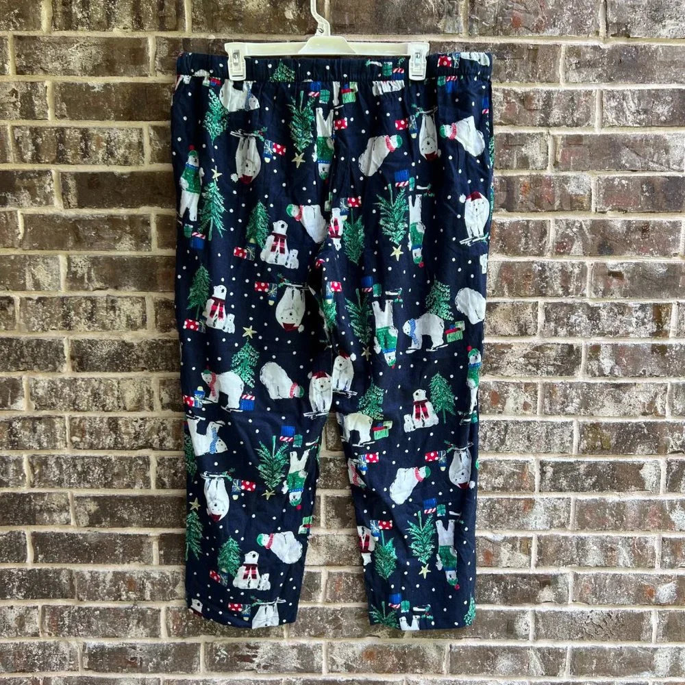 JOYSPUN Womens Christmas Flannel Lounge Pants Polar Bears Print Size 3X NEW
